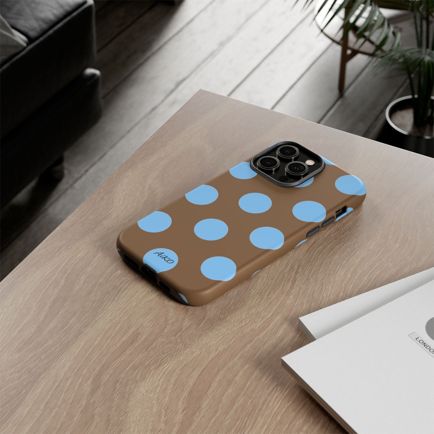 Polka Dots (Blue & Brown)