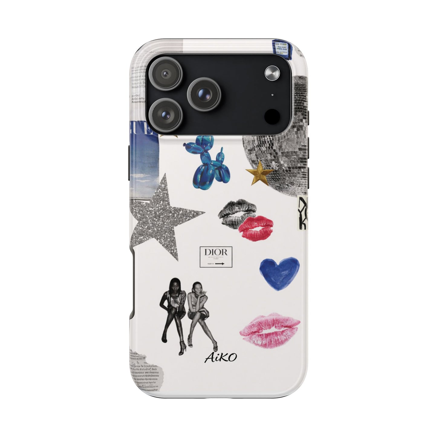 Glam Collage — Tough Protective Phone Case (disco ball, lips, stars)