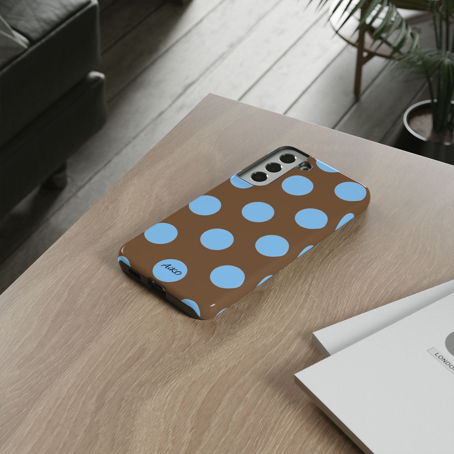 Polka Dots (Blue & Brown)