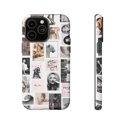 Fashion Collage Phone Case — Pink Vogue Magazine Aesthetic Tough Case