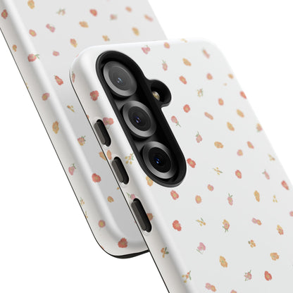 Floral Confetti Tough Phone Case — Minimal White with Tiny Rose Petals