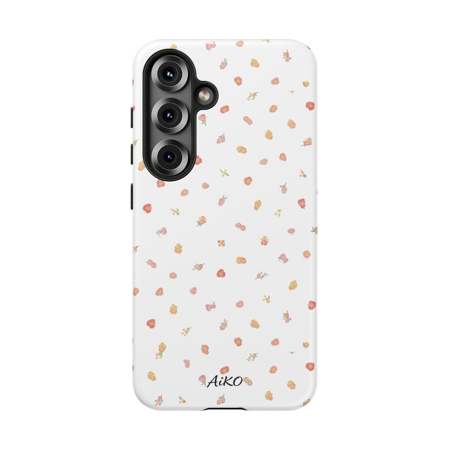 Floral Confetti Tough Phone Case — Minimal White with Tiny Rose Petals