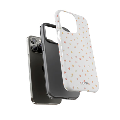 Floral Confetti Tough Phone Case — Minimal White with Tiny Rose Petals