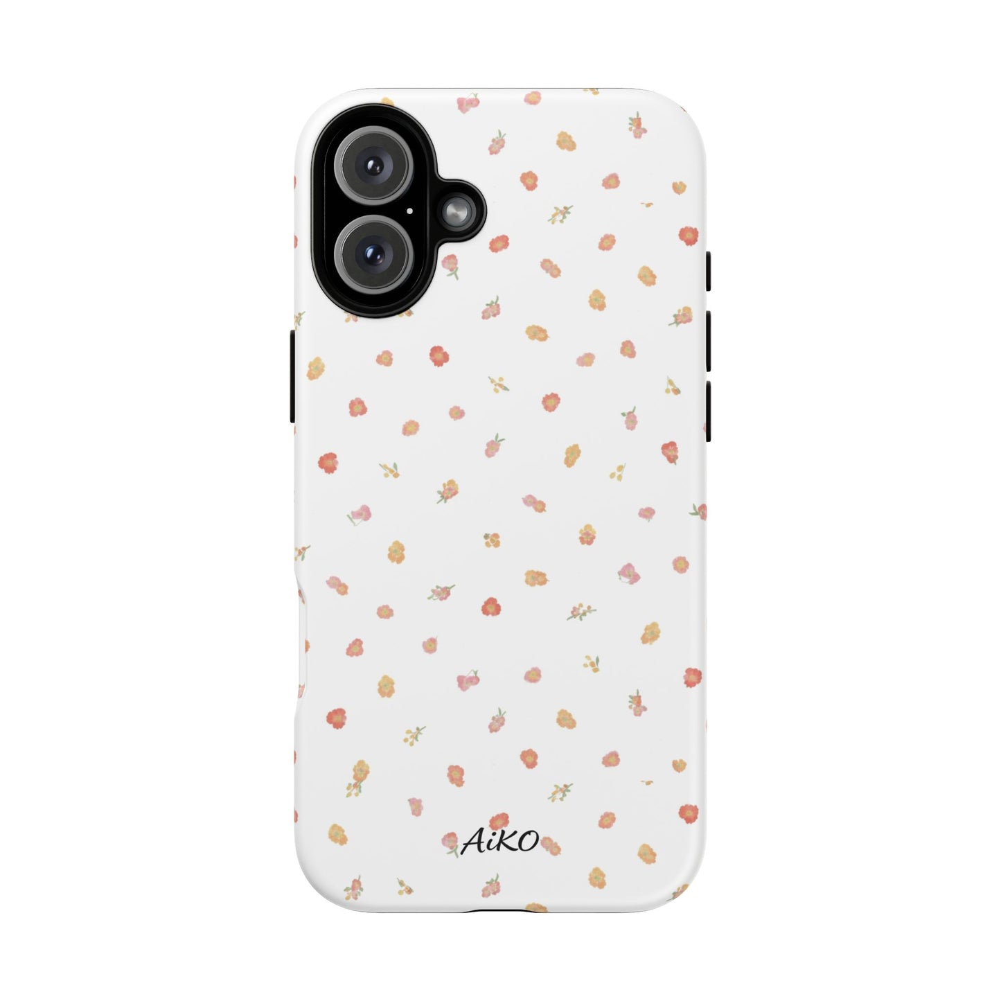 Floral Confetti Tough Phone Case — Minimal White with Tiny Rose Petals