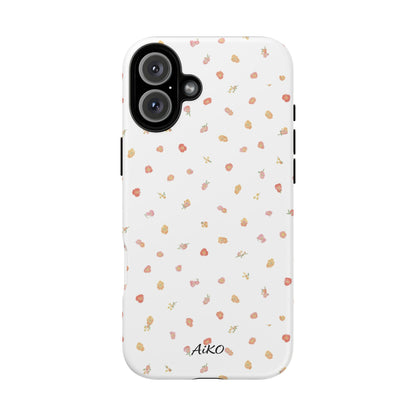 Floral Confetti Tough Phone Case — Minimal White with Tiny Rose Petals