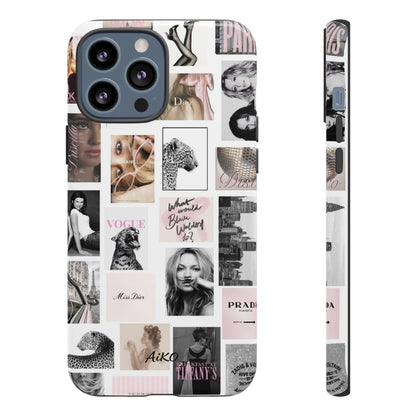Fashion Collage Phone Case — Pink Vogue Magazine Aesthetic Tough Case