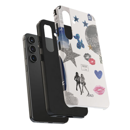 Glam Collage — Tough Protective Phone Case (disco ball, lips, stars)