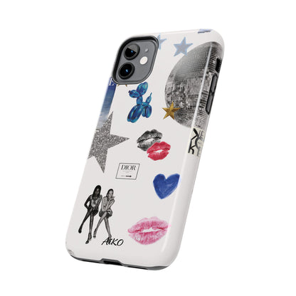 Glam Collage — Tough Protective Phone Case (disco ball, lips, stars)