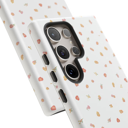 Floral Confetti Tough Phone Case — Minimal White with Tiny Rose Petals