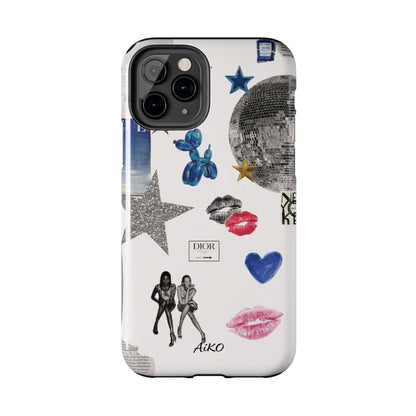 Glam Collage — Tough Protective Phone Case (disco ball, lips, stars)