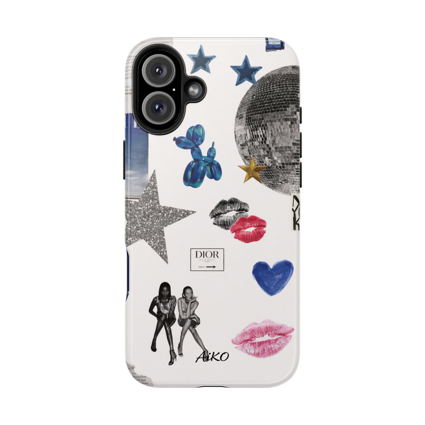 Glam Collage — Tough Protective Phone Case (disco ball, lips, stars)