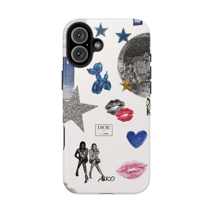 Glam Collage — Tough Protective Phone Case (disco ball, lips, stars)