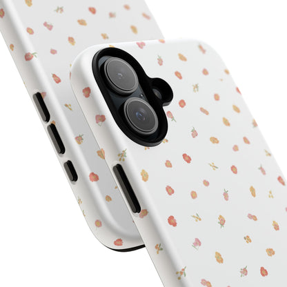 Floral Confetti Tough Phone Case — Minimal White with Tiny Rose Petals