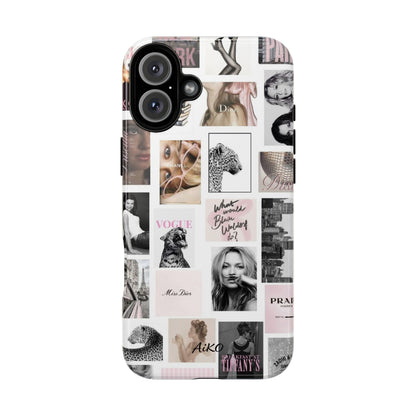 Fashion Collage Phone Case — Pink Vogue Magazine Aesthetic Tough Case