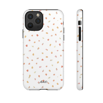 Floral Confetti Tough Phone Case — Minimal White with Tiny Rose Petals
