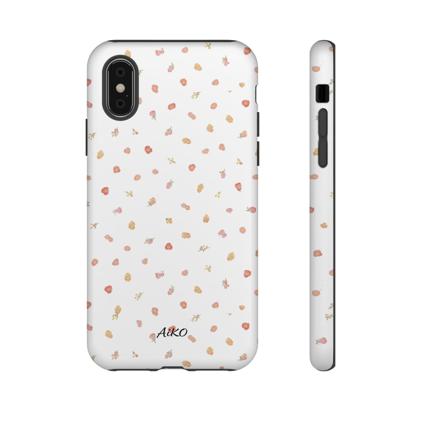 Floral Confetti Tough Phone Case — Minimal White with Tiny Rose Petals