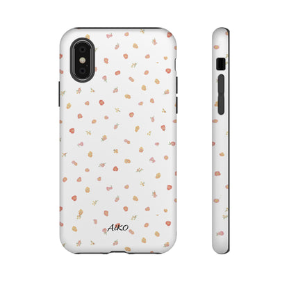Floral Confetti Tough Phone Case — Minimal White with Tiny Rose Petals