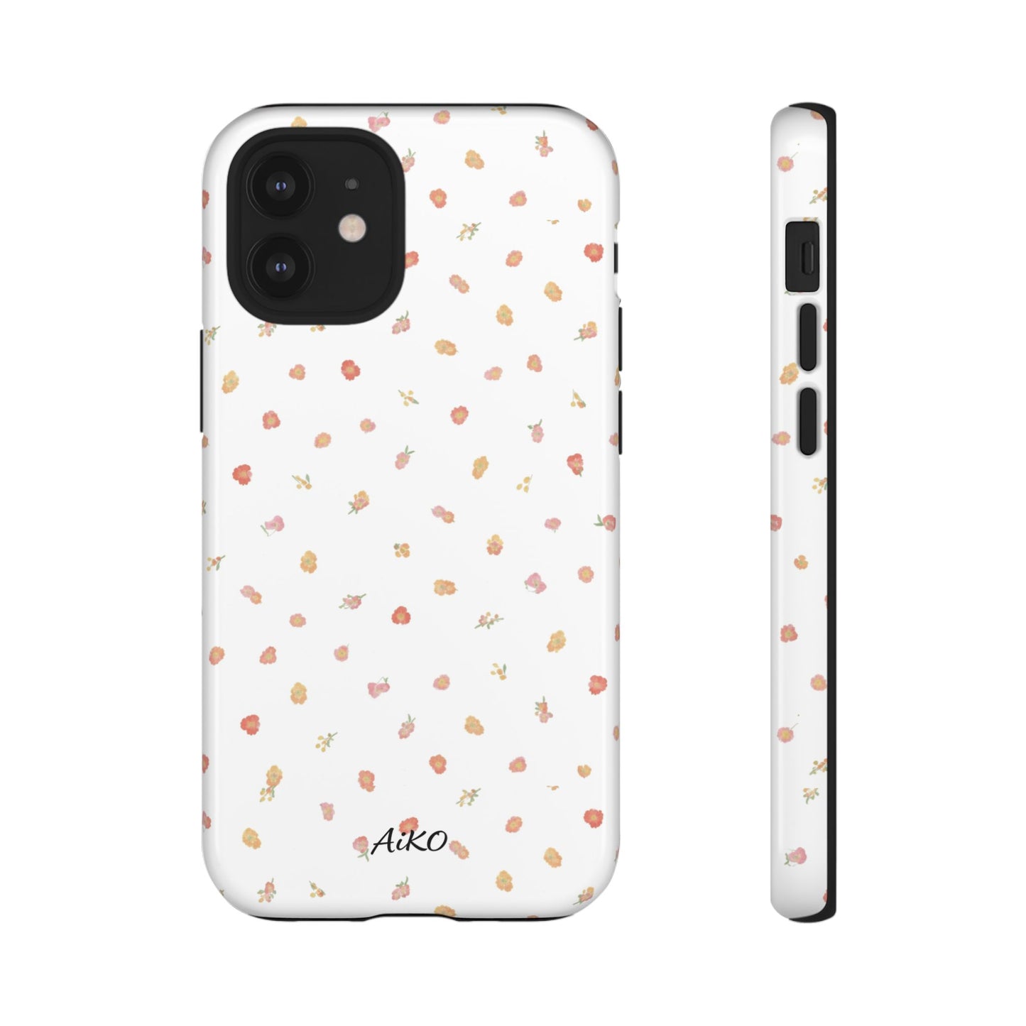 Floral Confetti Tough Phone Case — Minimal White with Tiny Rose Petals