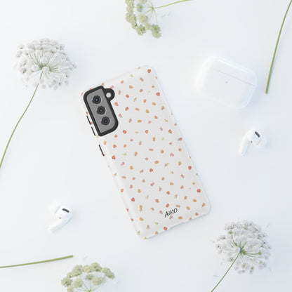 Floral Confetti Tough Phone Case — Minimal White with Tiny Rose Petals