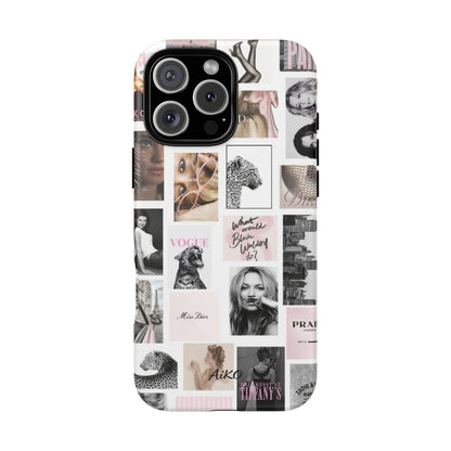 Fashion Collage Phone Case — Pink Vogue Magazine Aesthetic Tough Case