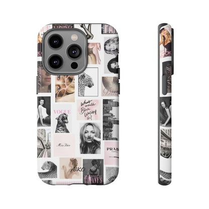Fashion Collage Phone Case — Pink Vogue Magazine Aesthetic Tough Case