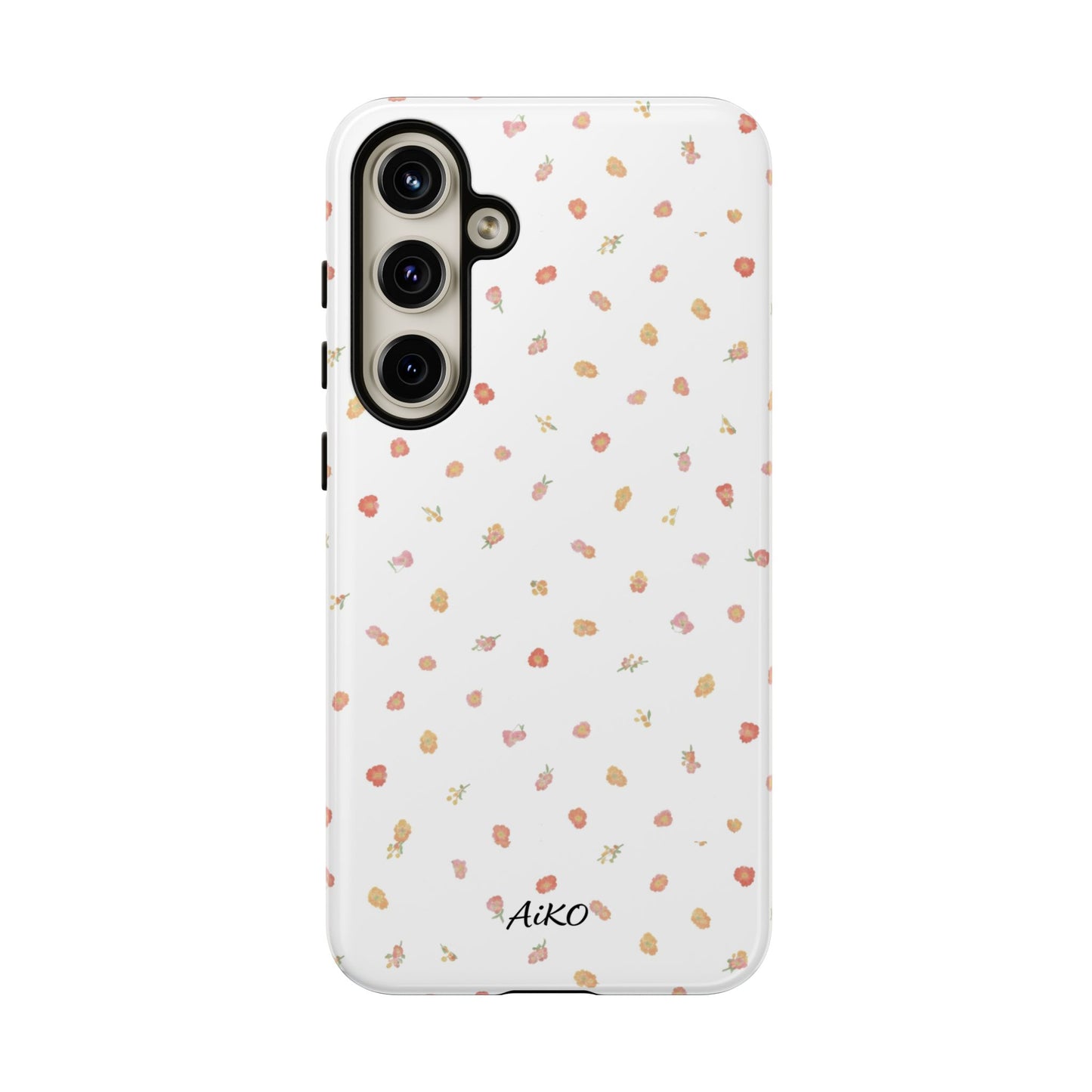Floral Confetti Tough Phone Case — Minimal White with Tiny Rose Petals