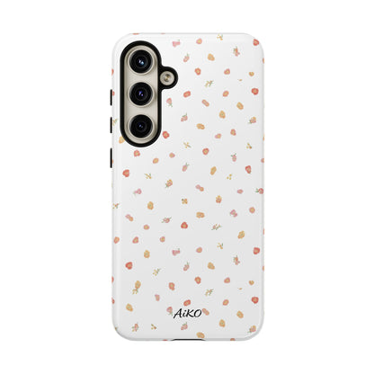 Floral Confetti Tough Phone Case — Minimal White with Tiny Rose Petals