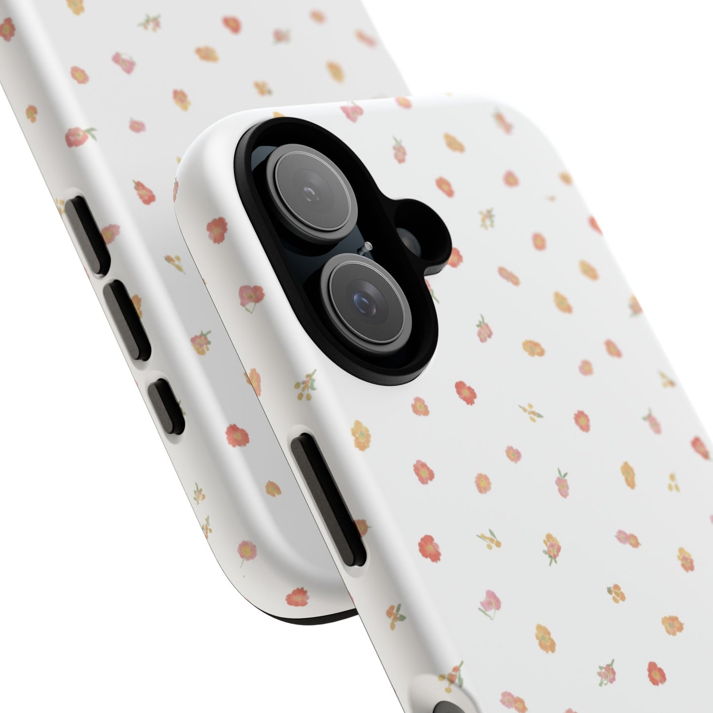 Floral Confetti Tough Phone Case — Minimal White with Tiny Rose Petals