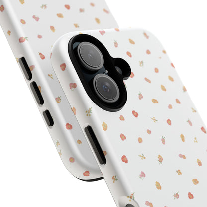 Floral Confetti Tough Phone Case — Minimal White with Tiny Rose Petals
