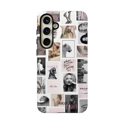 Fashion Collage Phone Case — Pink Vogue Magazine Aesthetic Tough Case