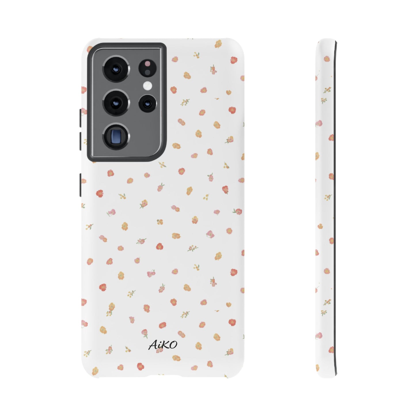 Floral Confetti Tough Phone Case — Minimal White with Tiny Rose Petals