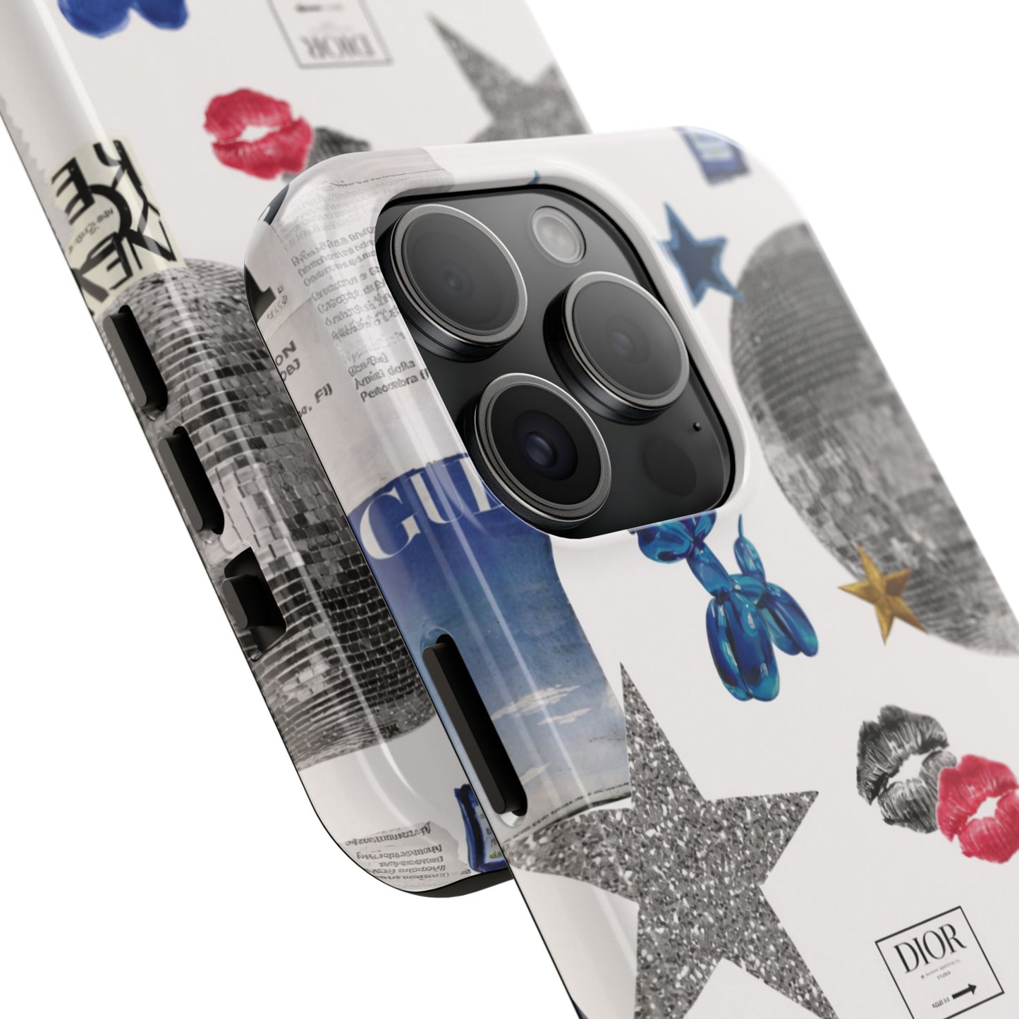 Glam Collage — Tough Protective Phone Case (disco ball, lips, stars)