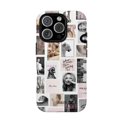 Fashion Collage Phone Case — Pink Vogue Magazine Aesthetic Tough Case
