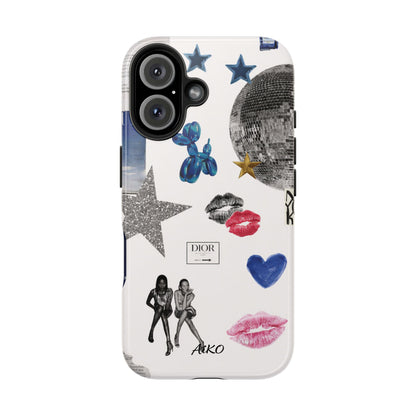 Glam Collage — Tough Protective Phone Case (disco ball, lips, stars)