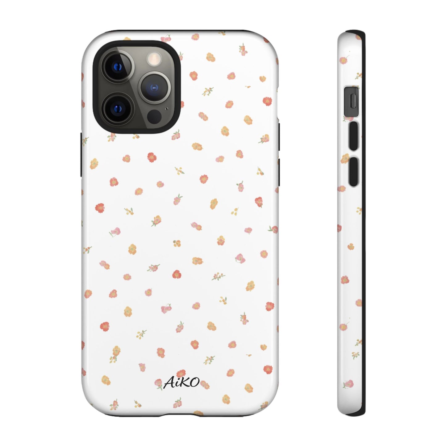 Floral Confetti Tough Phone Case — Minimal White with Tiny Rose Petals