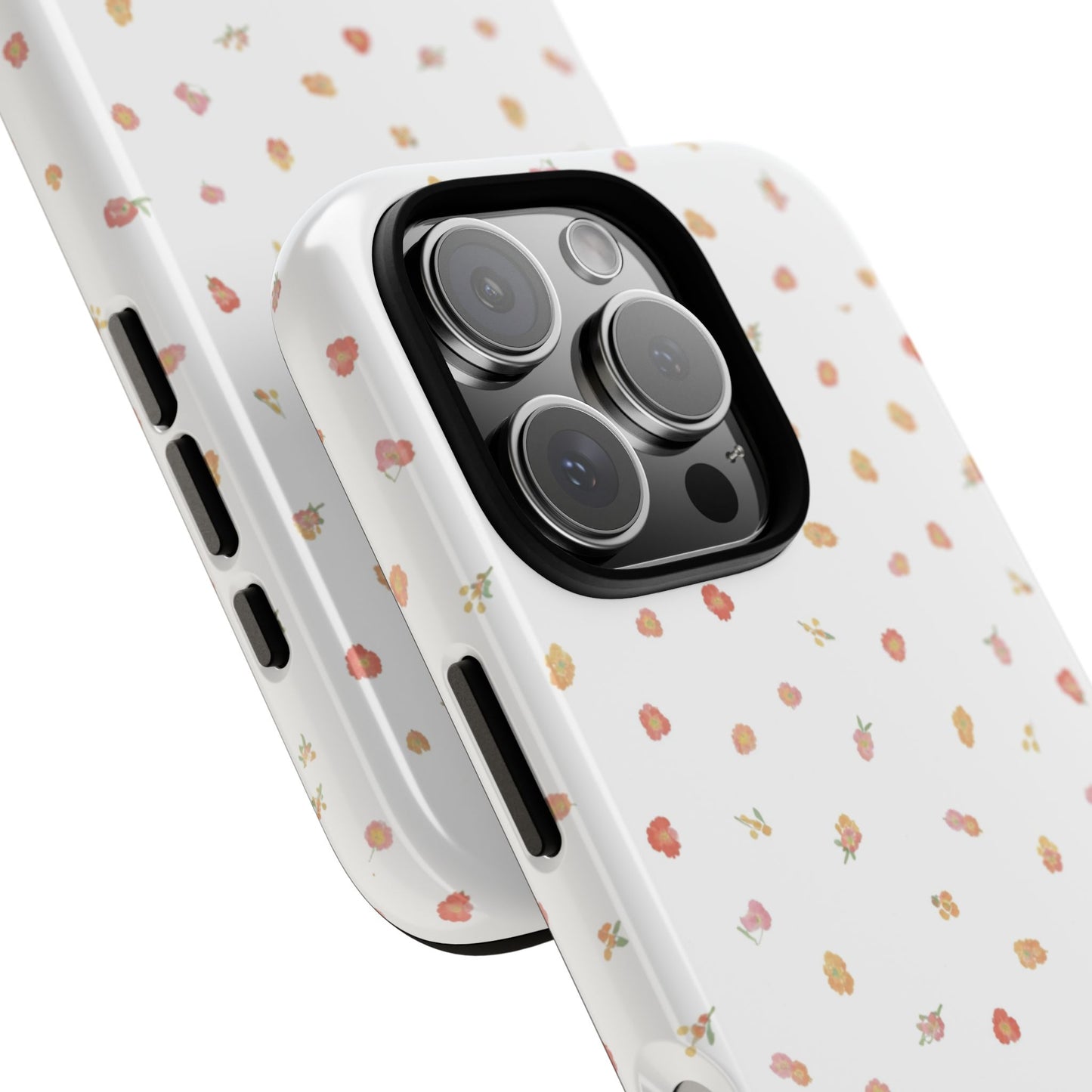 Floral Confetti Tough Phone Case — Minimal White with Tiny Rose Petals