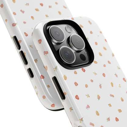 Floral Confetti Tough Phone Case — Minimal White with Tiny Rose Petals