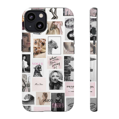 Fashion Collage Phone Case — Pink Vogue Magazine Aesthetic Tough Case