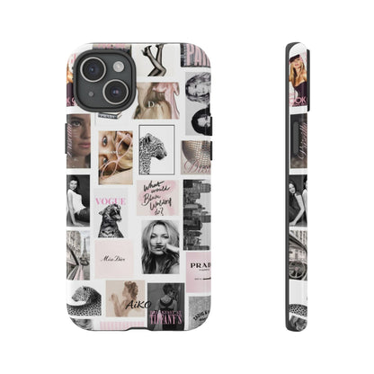 Fashion Collage Phone Case — Pink Vogue Magazine Aesthetic Tough Case