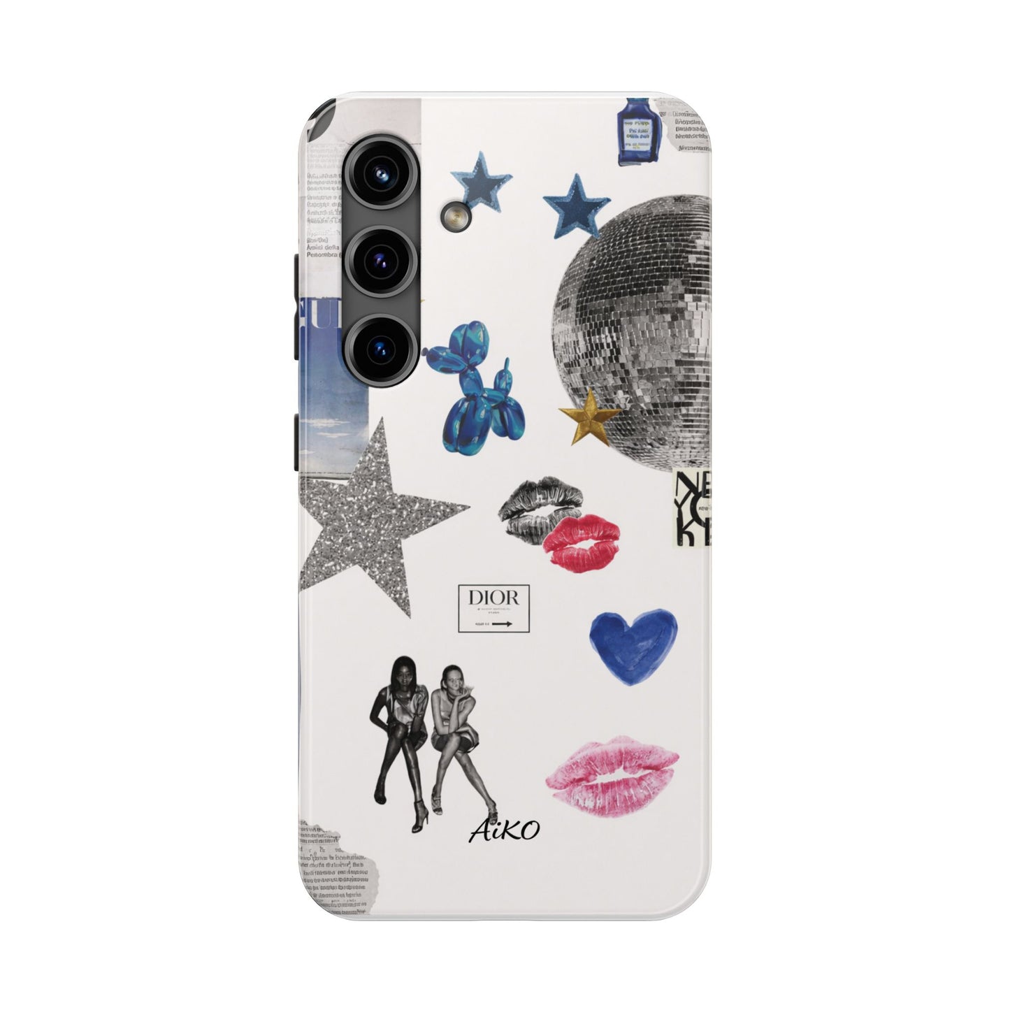 Glam Collage — Tough Protective Phone Case (disco ball, lips, stars)