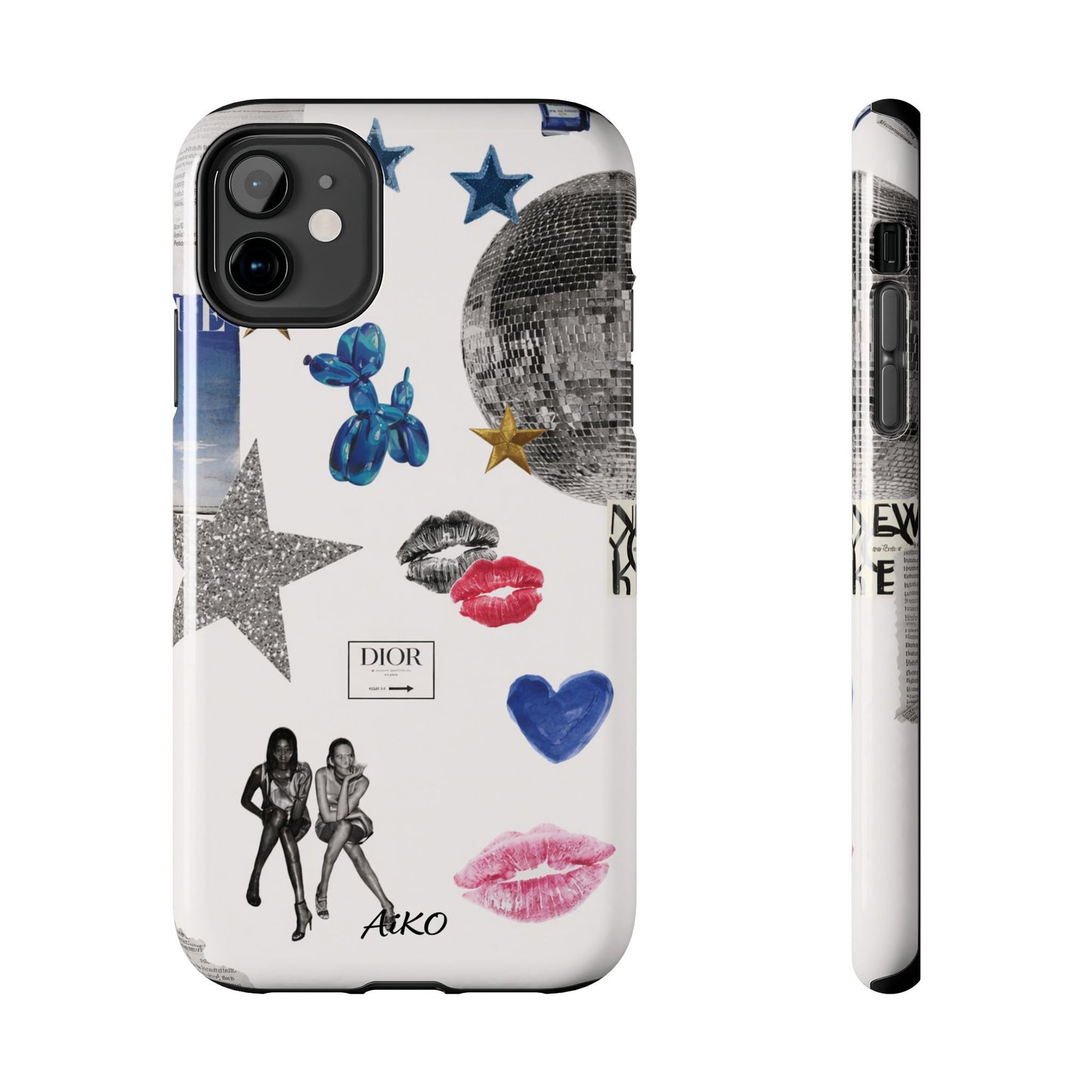 Glam Collage — Tough Protective Phone Case (disco ball, lips, stars)