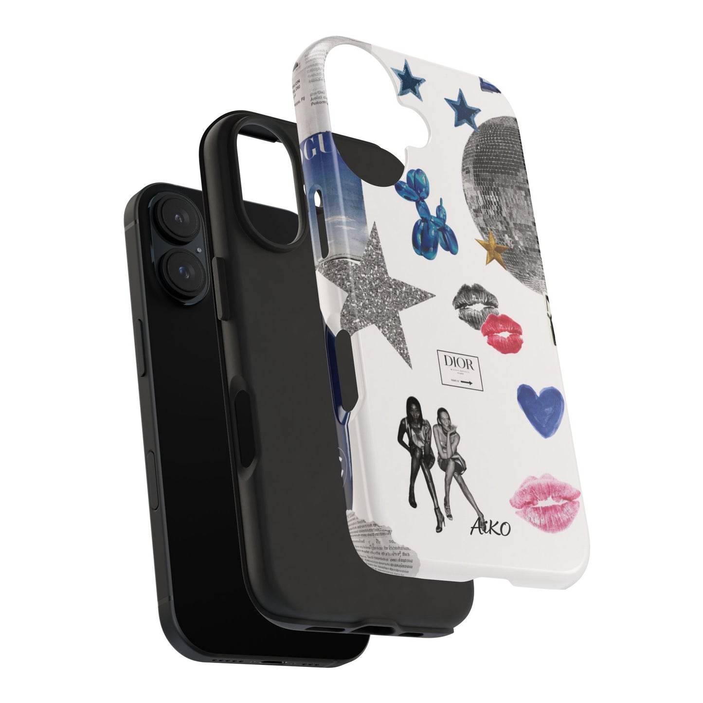 Glam Collage — Tough Protective Phone Case (disco ball, lips, stars)