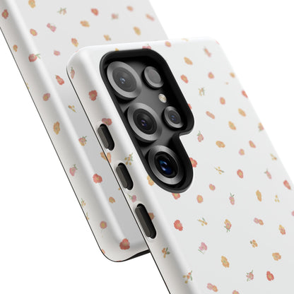 Floral Confetti Tough Phone Case — Minimal White with Tiny Rose Petals