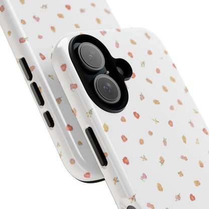 Floral Confetti Tough Phone Case — Minimal White with Tiny Rose Petals