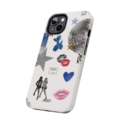 Glam Collage — Tough Protective Phone Case (disco ball, lips, stars)