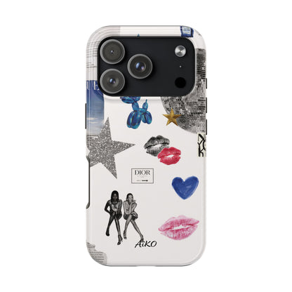 Glam Collage — Tough Protective Phone Case (disco ball, lips, stars)
