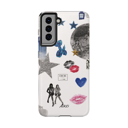 Glam Collage — Tough Protective Phone Case (disco ball, lips, stars)
