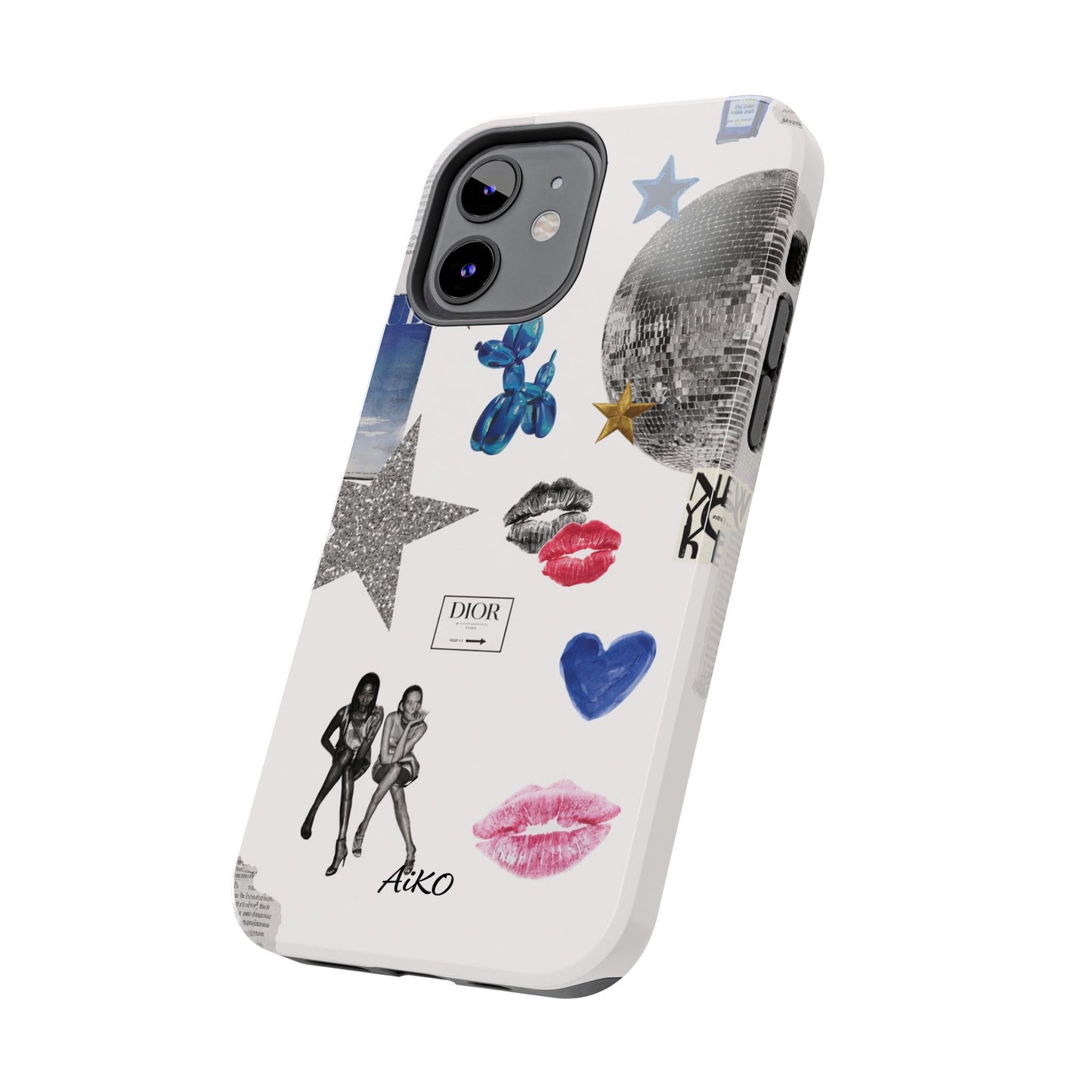 Glam Collage — Tough Protective Phone Case (disco ball, lips, stars)
