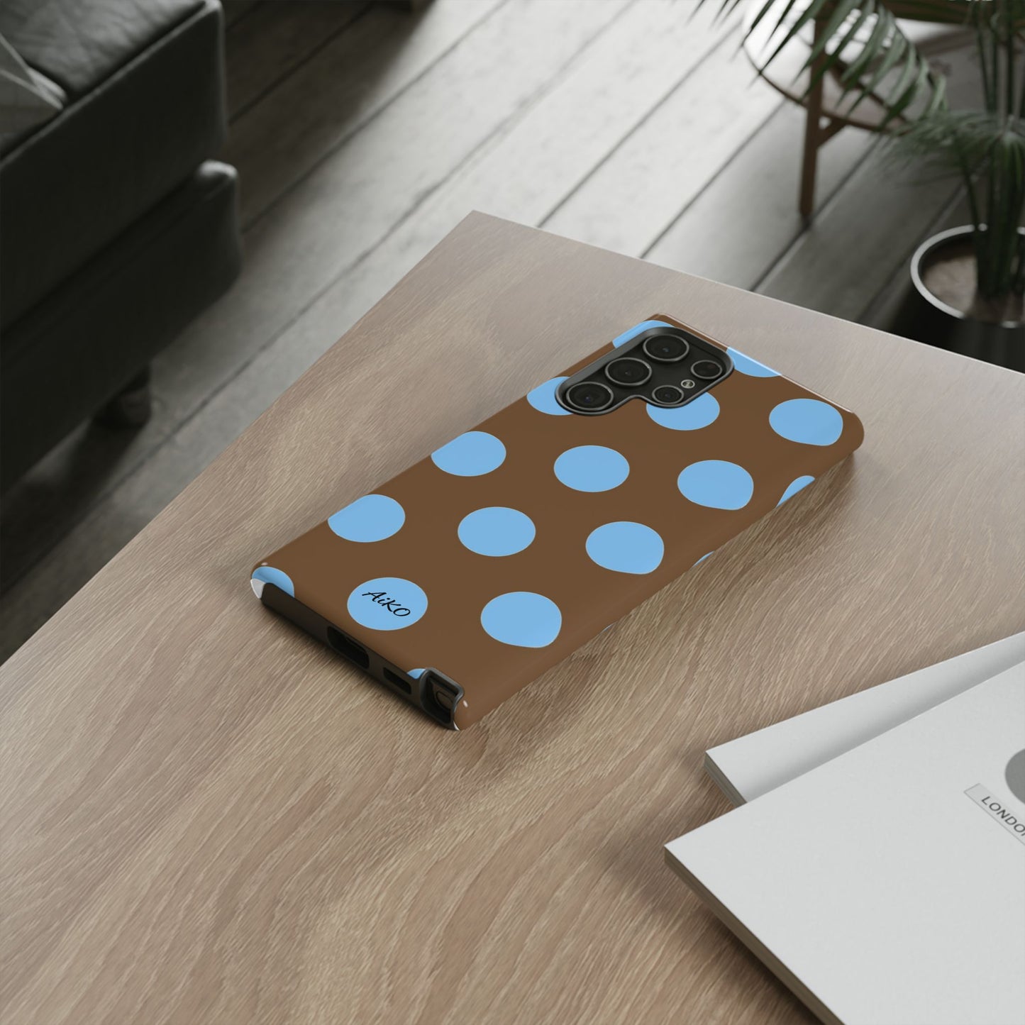 Polka Dots (Blue & Brown)