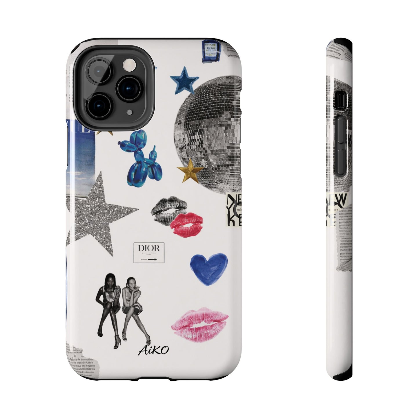 Glam Collage — Tough Protective Phone Case (disco ball, lips, stars)